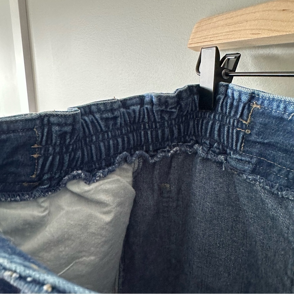 Talbots Vintage Denim Skirt 14 Paper Bag Waist Modest Pockets 90s Preppy - Picture 6 of 16